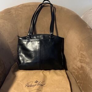 Patricia Nash black leather heritage Poppy Shoulder Tote